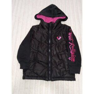 True Religion Jacket Girls Size 2T Black Pink Hooded